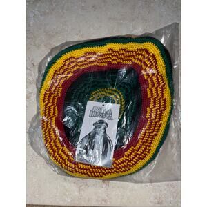 RASTA CROCHET TAM HAT WITH DREADLOCKS JAMACIAN WIG COSTUME NEW GA108